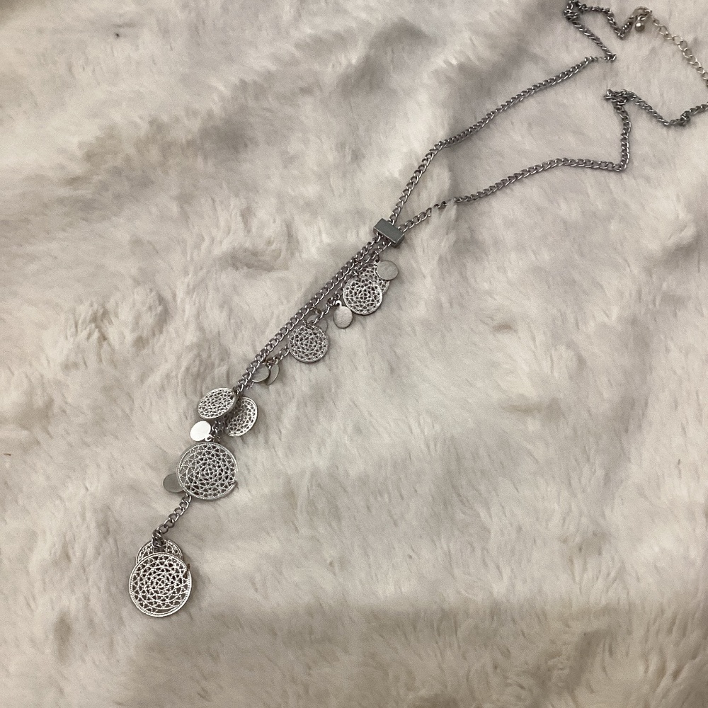 Silver Disk Adjustable Necklace